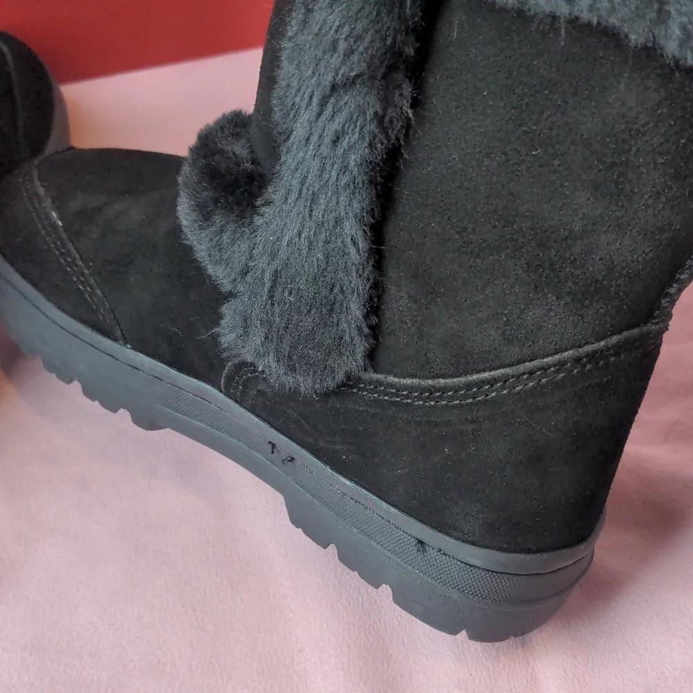 Style & Co Genuine Suede Fluffy Black Witty Black  Boots size 5